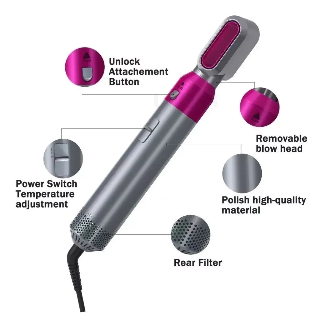 ✨ Cepillo Secador Eléctrico 5 en 1 Profesional – Alisa, Riza y Da Volumen Fácilmente ✨